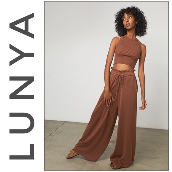 Lunya Cozy Cotton Silk Relaxed Ankle Pants Humble Brown (Walnut) NWOT NEW - Picture 11 of 11